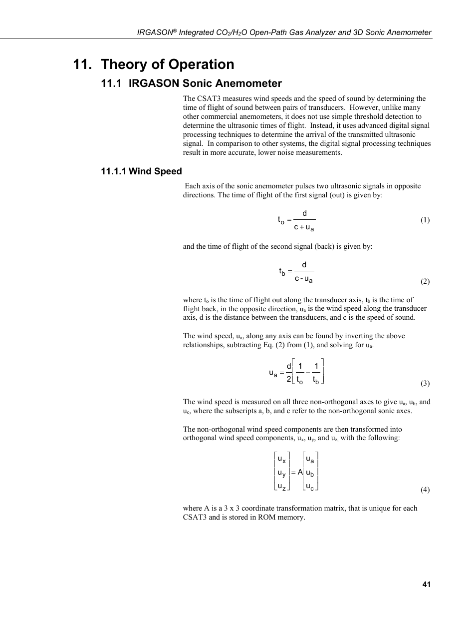 Theory of operation, 1 irgason sonic anemometer, 1 wind speed | Irgason sonic anemometer, Wind speed | Campbell Scientific IRGASON Integrated CO2/H2O Open-Path Gas Analyzer and 3D Sonic Anemometer User Manual | Page 51 / 66