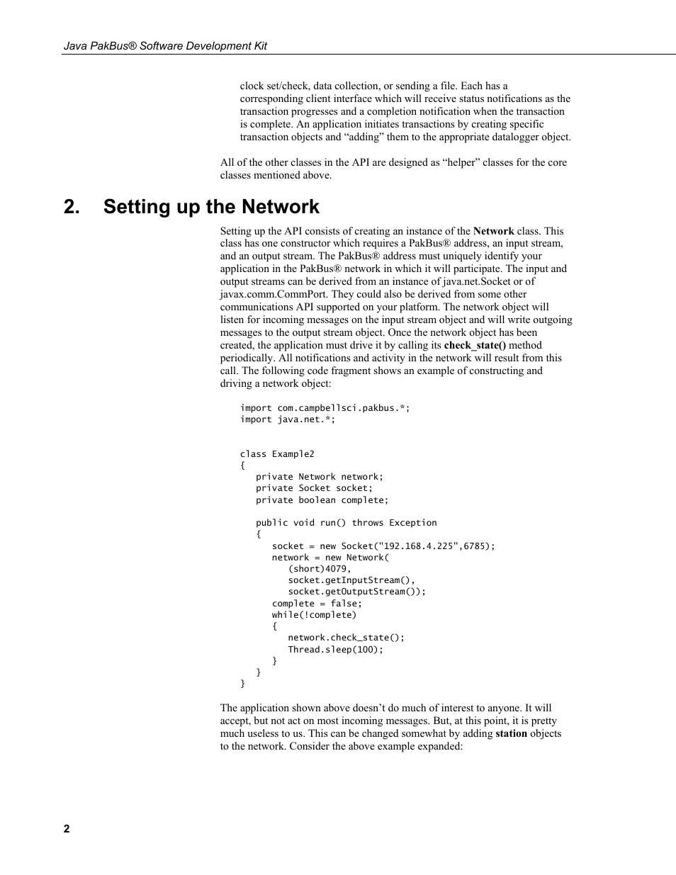 Setting up the network | Campbell Scientific Java PakBus Software Development Kit User Manual | Page 10 / 30