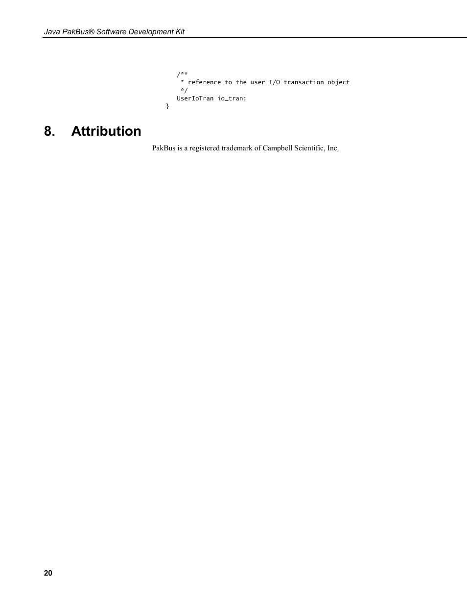 Attribution | Campbell Scientific Java PakBus Software Development Kit User Manual | Page 28 / 30
