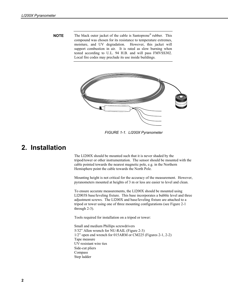 Installation | Campbell Scientific LI200X-L LI-COR Silicon Pyranometer User Manual | Page 6 / 18