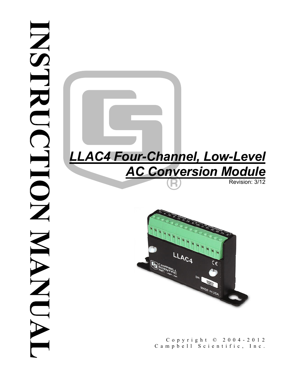 Campbell Scientific LLAC4 Four-channel, Low-Level AC Conversion Module User Manual | 14 pages