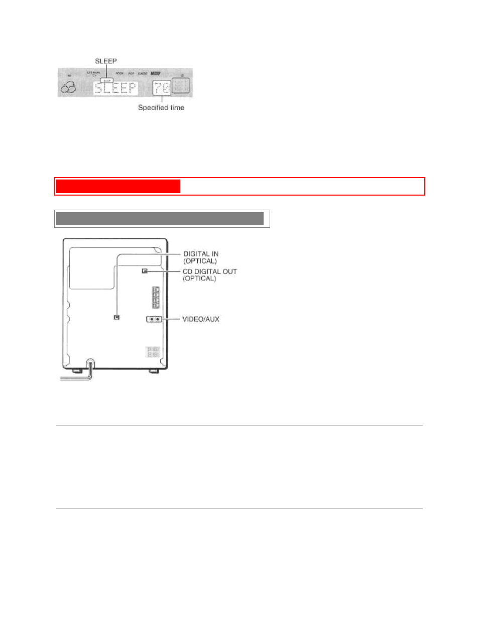 Other connections connecting optional equipment, Video/aux jacks, Cd digital out /md digital out (optical) jacks | Aiwa XR-H33MD User Manual | Page 51 / 60