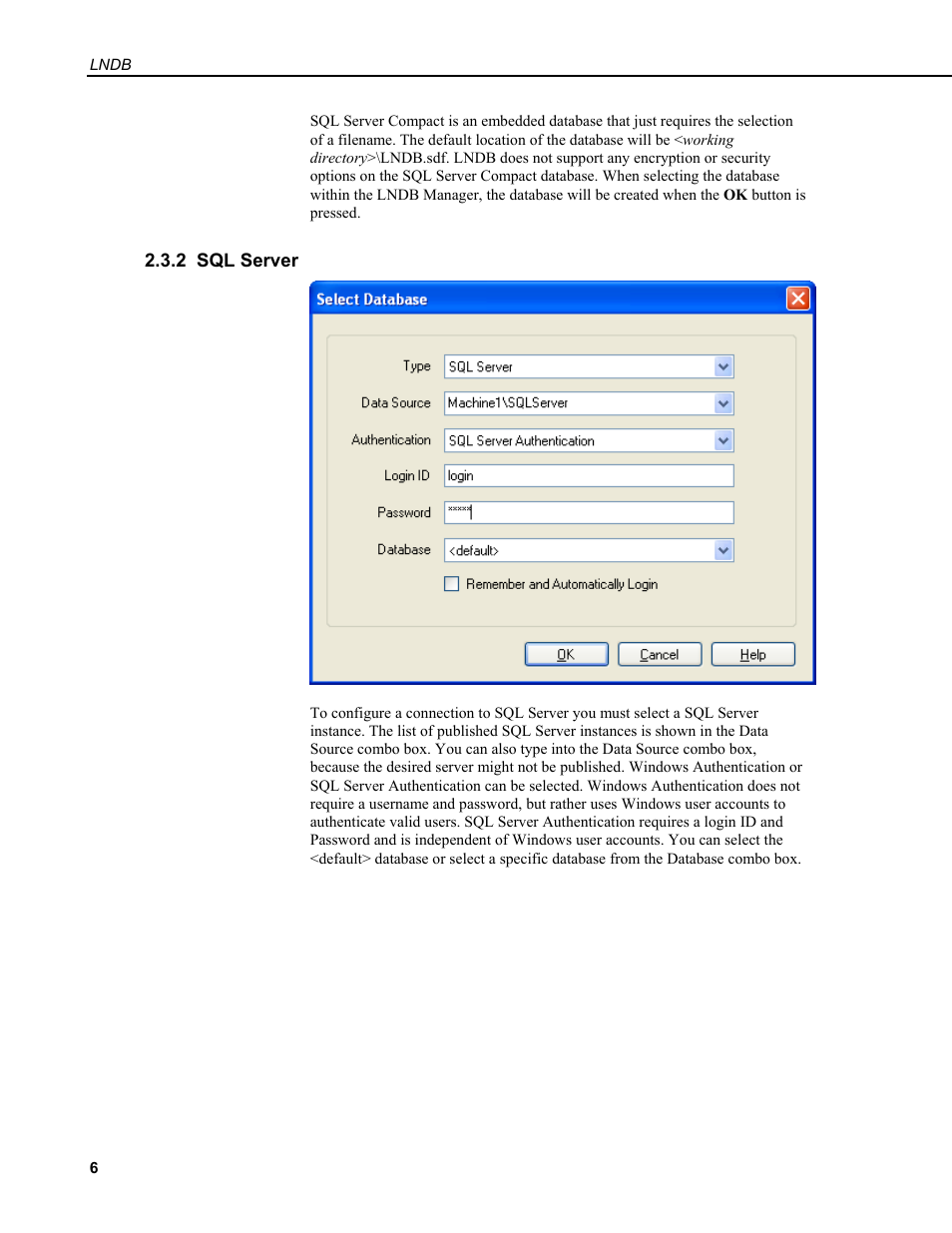 2 sql server | Campbell Scientific LNDB LoggerNet Database Software User Manual | Page 12 / 48