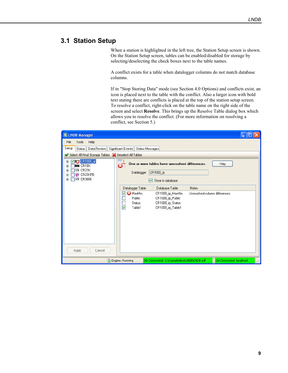 1 station setup | Campbell Scientific LNDB LoggerNet Database Software User Manual | Page 15 / 48