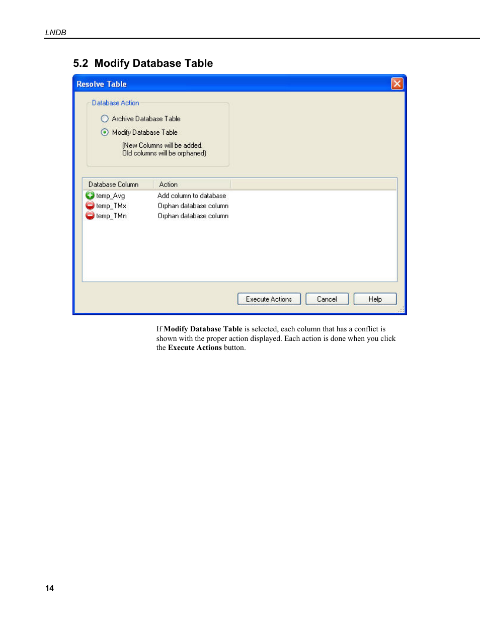 2 modify database table | Campbell Scientific LNDB LoggerNet Database Software User Manual | Page 20 / 48