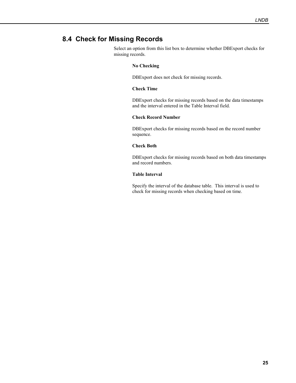 4 check for missing records | Campbell Scientific LNDB LoggerNet Database Software User Manual | Page 31 / 48