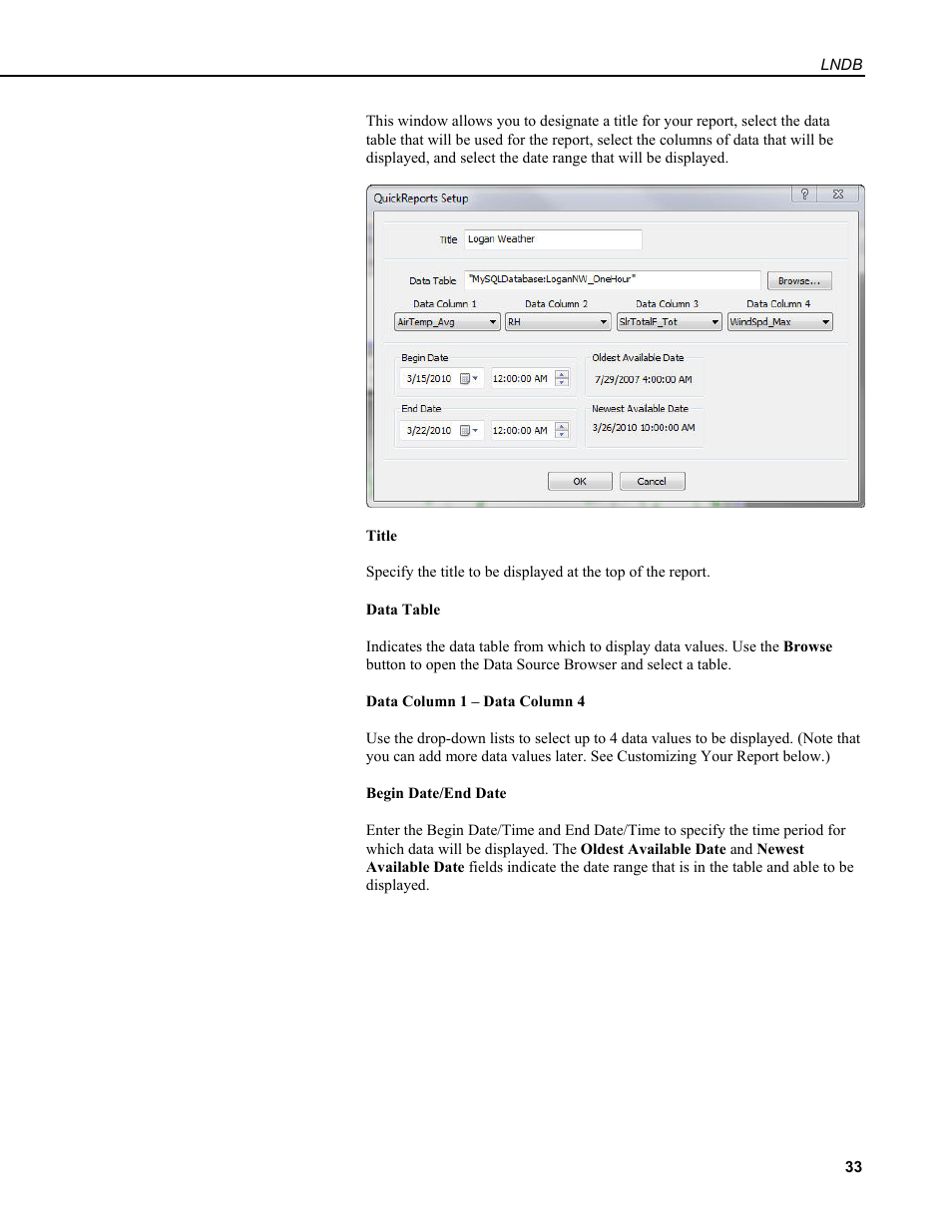 Campbell Scientific LNDB LoggerNet Database Software User Manual | Page 39 / 48