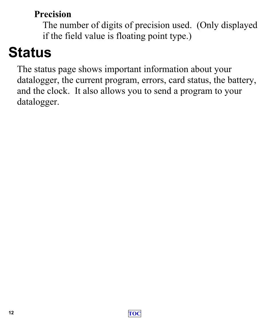 Status | Campbell Scientific LoggerLink Mobile App for Android User Manual | Page 14 / 39