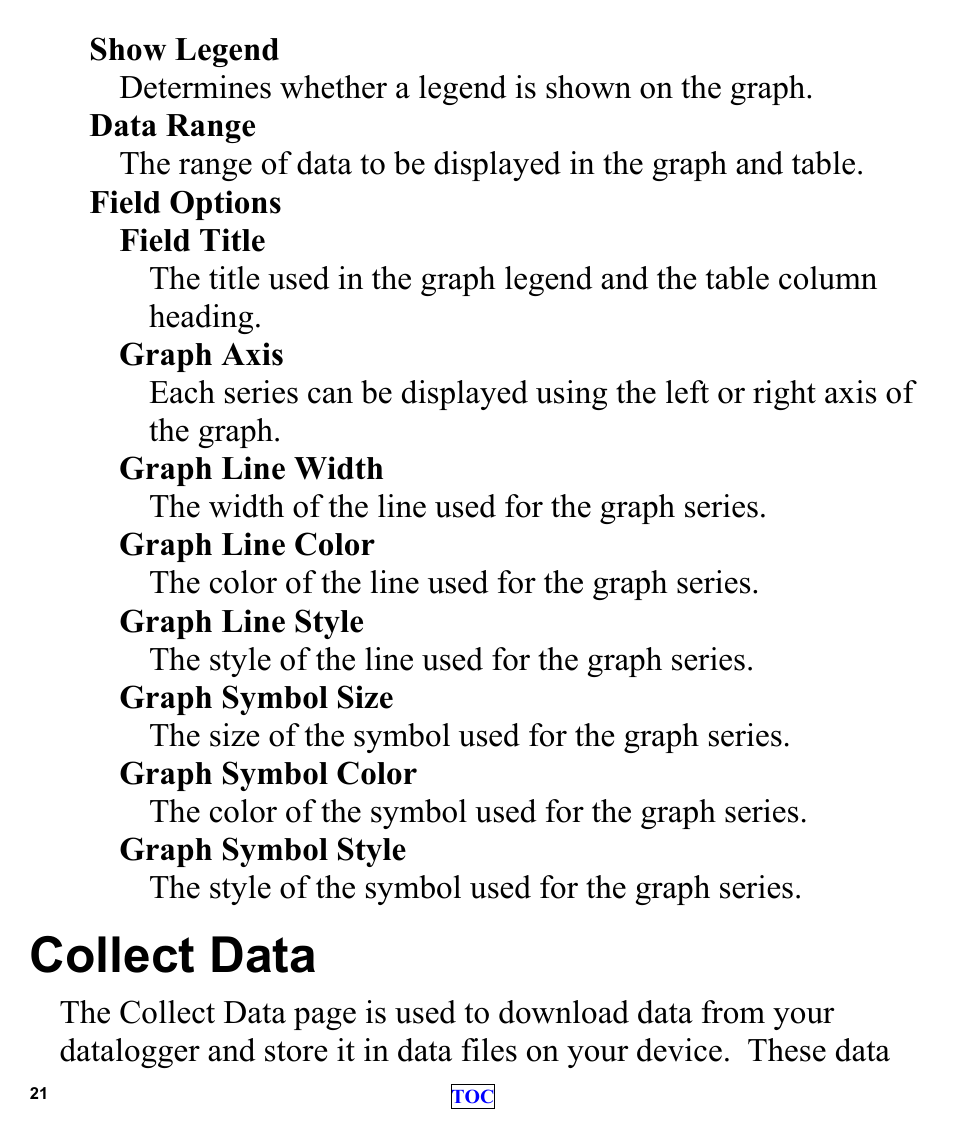 Collect data | Campbell Scientific LoggerLink Mobile App for Android User Manual | Page 23 / 39