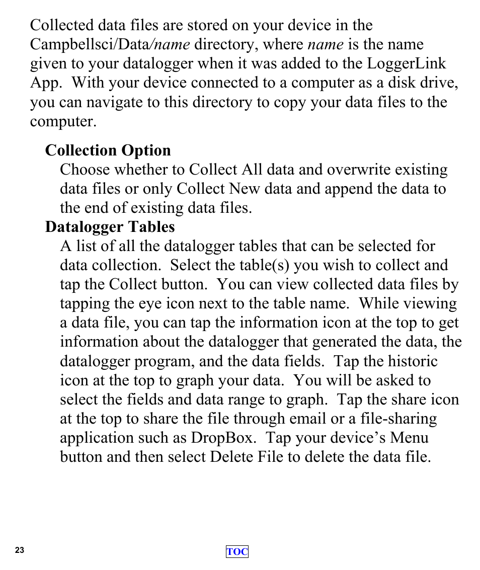 Campbell Scientific LoggerLink Mobile App for Android User Manual | Page 25 / 39