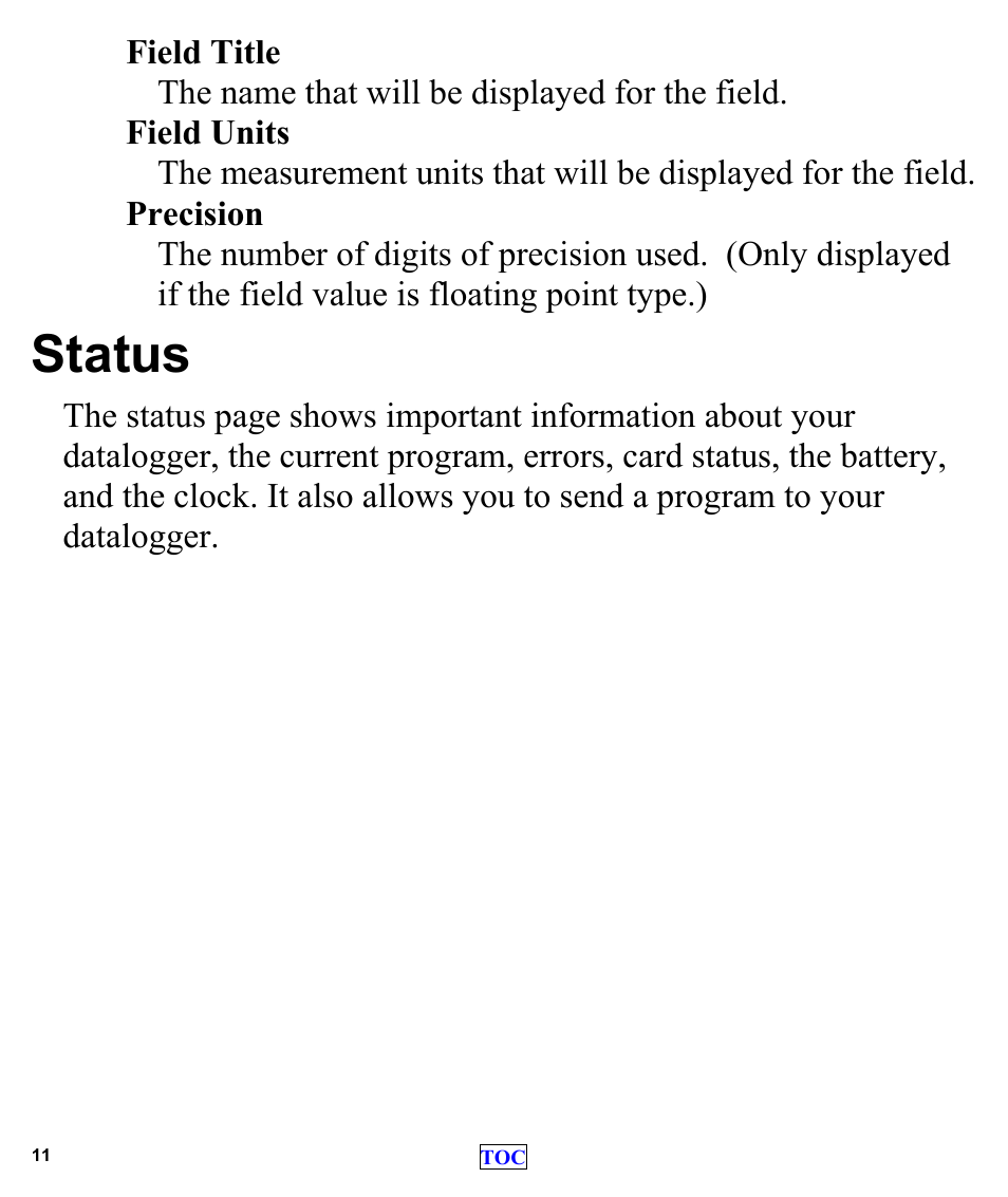 Status | Campbell Scientific LoggerLink Mobile App for iOS User Manual | Page 13 / 42