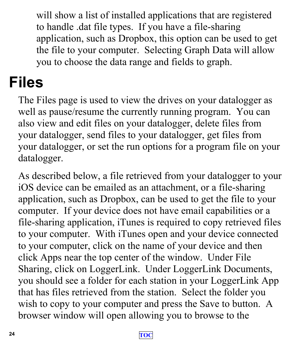Files | Campbell Scientific LoggerLink Mobile App for iOS User Manual | Page 26 / 42