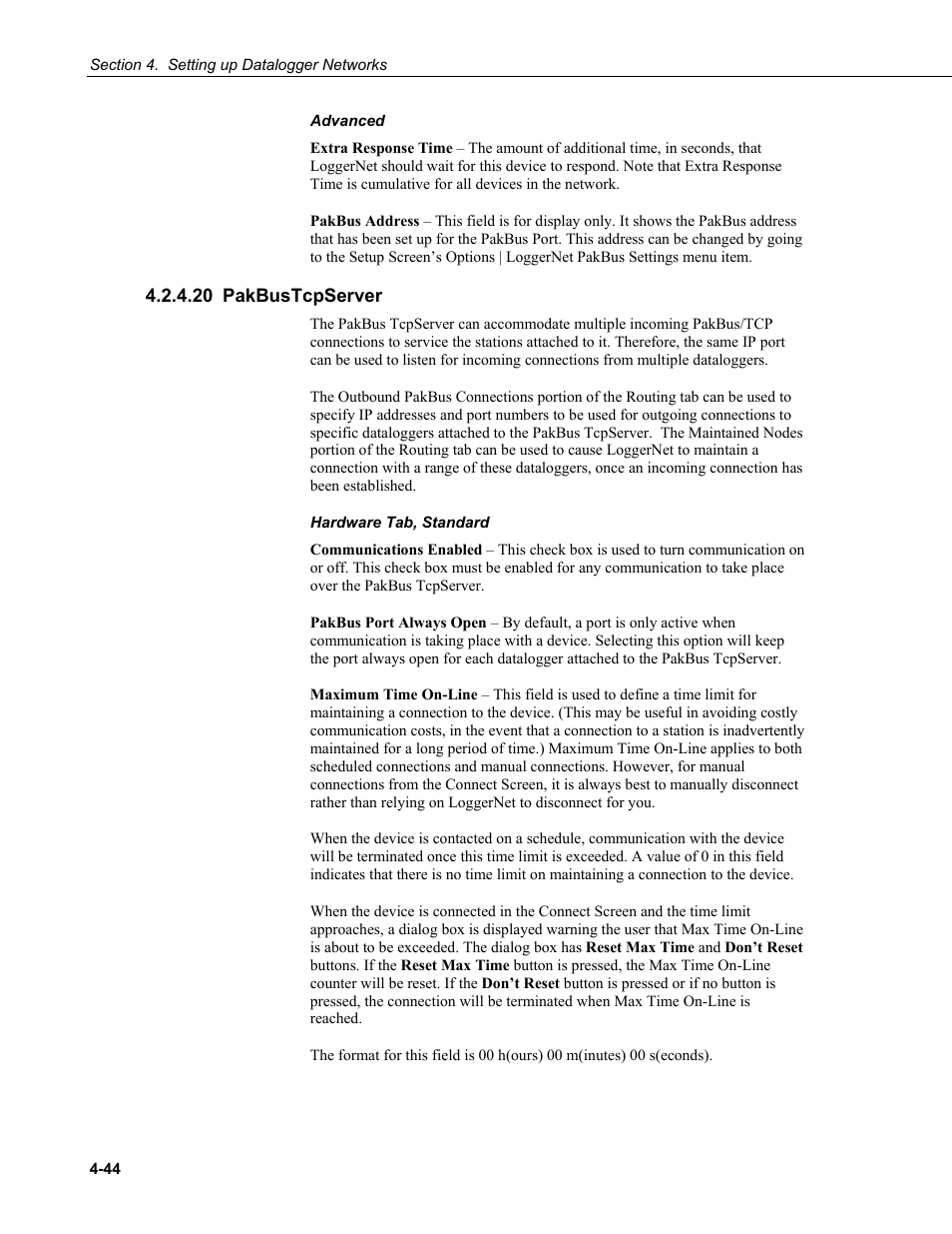20 pakbustcpserver, Pakbustcpserver -44 | Campbell Scientific LoggerNet Datalogger Support Software User Manual | Page 100 / 580