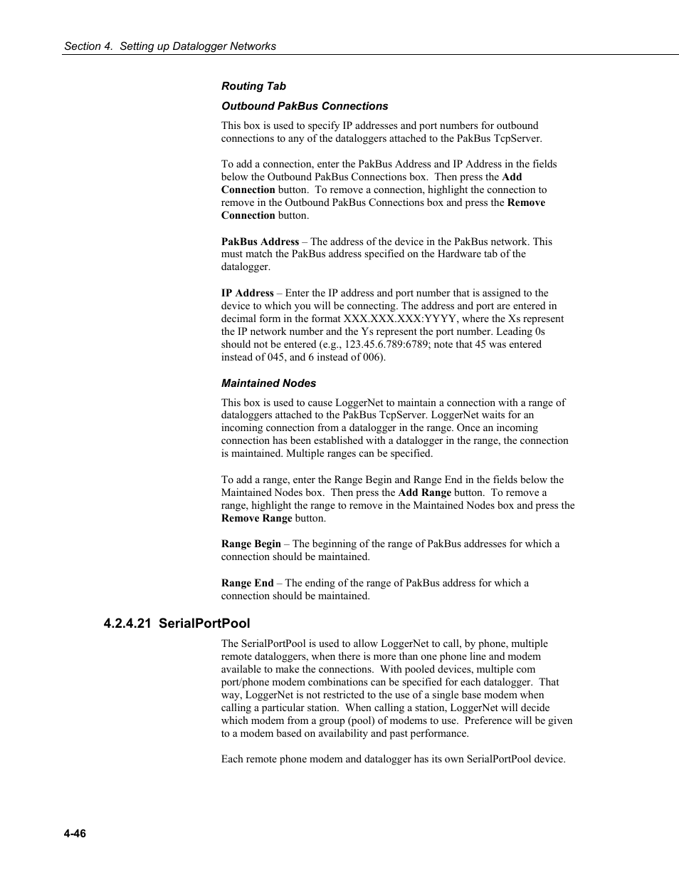 21 serialportpool, Serialportpool -46 | Campbell Scientific LoggerNet Datalogger Support Software User Manual | Page 102 / 580