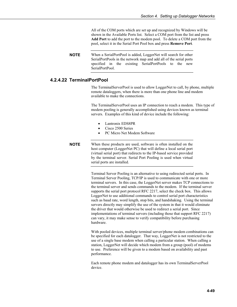 22 terminalportpool, Terminalportpool -49 | Campbell Scientific LoggerNet Datalogger Support Software User Manual | Page 105 / 580