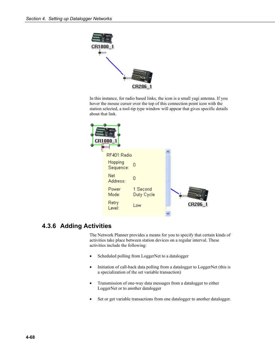 6 adding activities, Adding activities -68 | Campbell Scientific LoggerNet Datalogger Support Software User Manual | Page 124 / 580