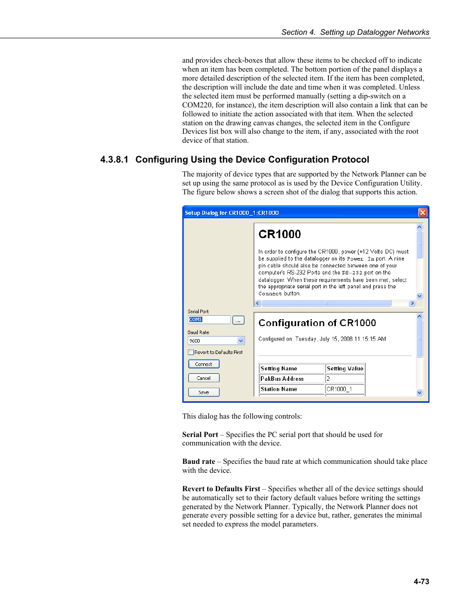 Configuring using the device configuration, Protocol -73 | Campbell Scientific LoggerNet Datalogger Support Software User Manual | Page 129 / 580