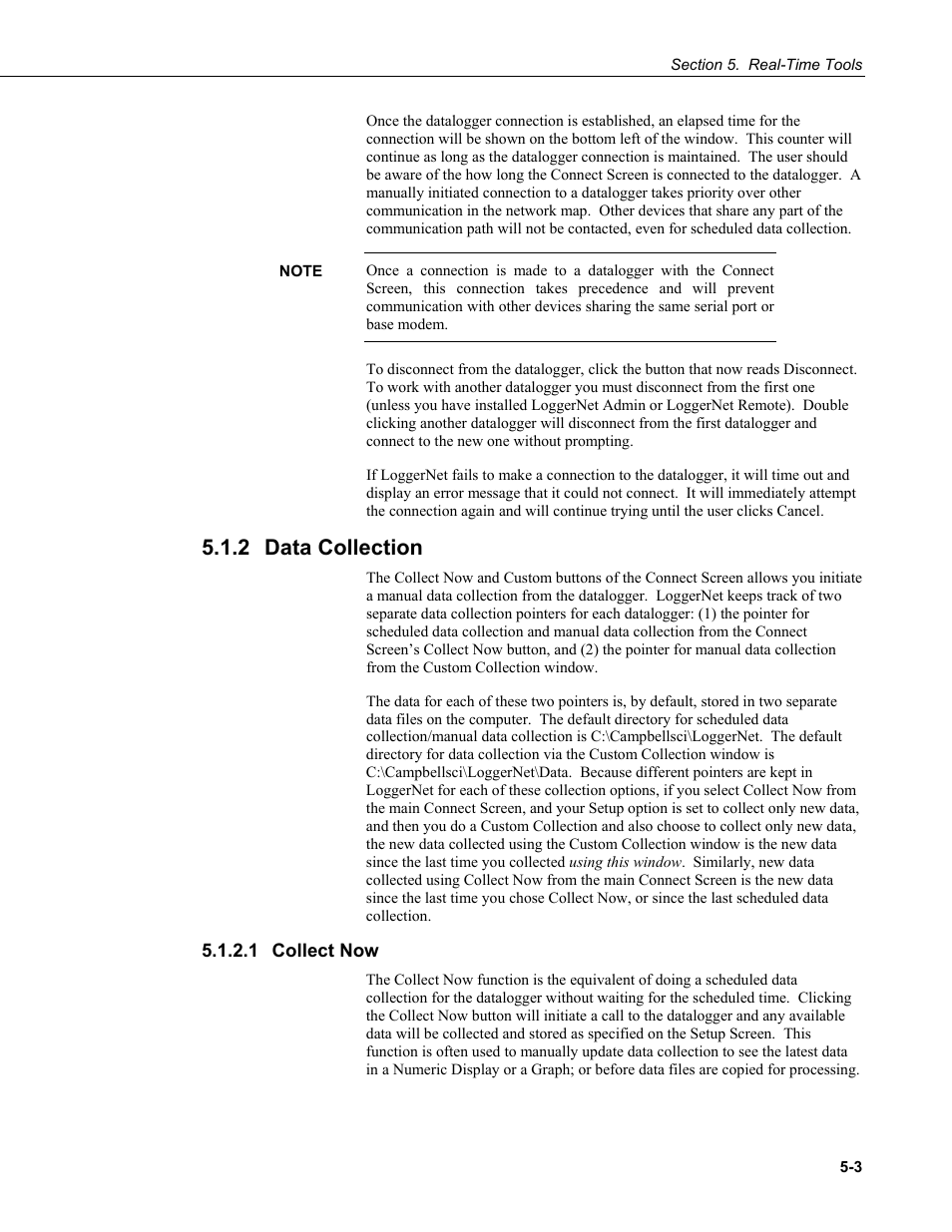 2 data collection, 1 collect now, Data collection -3 | Collect now -3 | Campbell Scientific LoggerNet Datalogger Support Software User Manual | Page 139 / 580