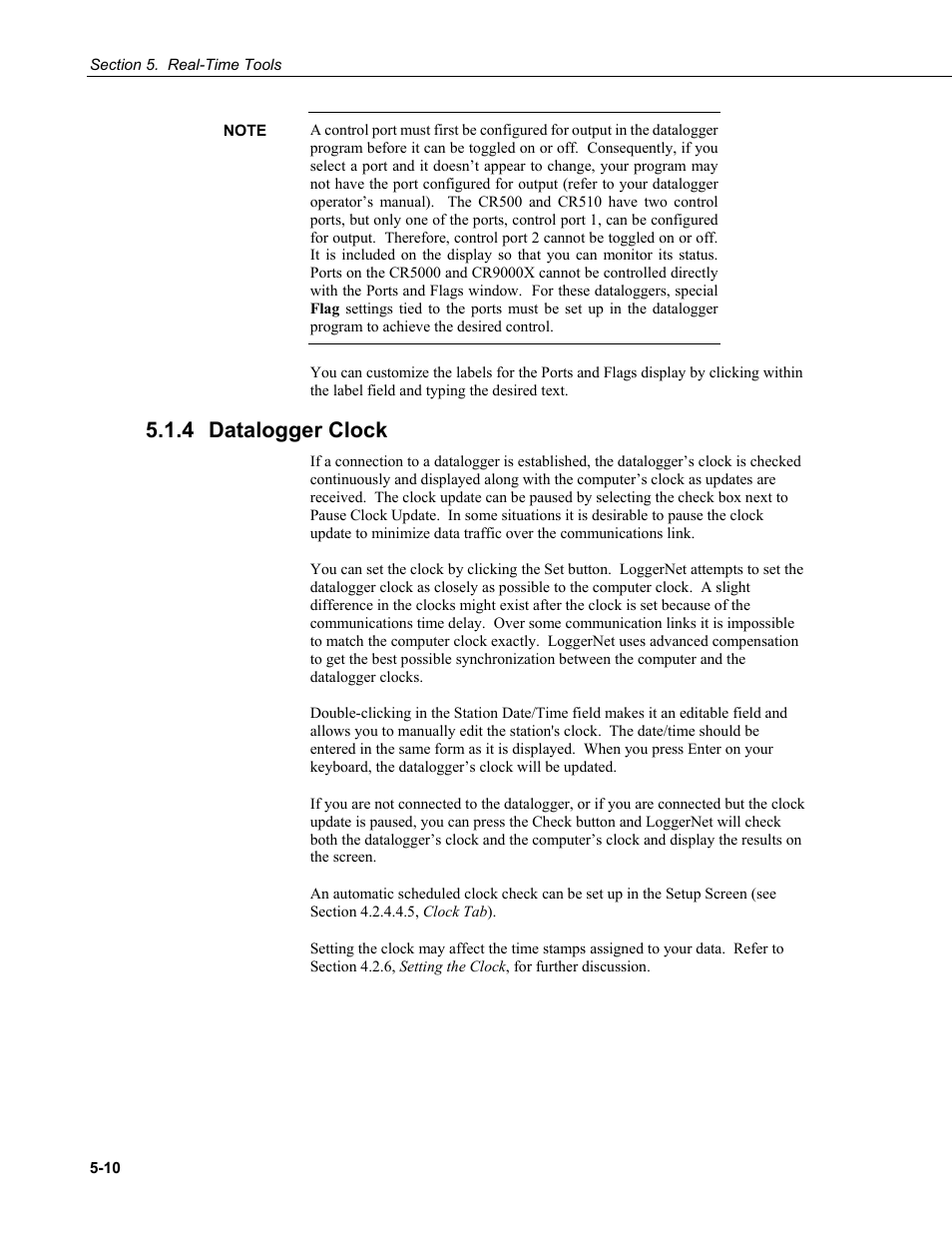 4 datalogger clock, Datalogger clock -10 | Campbell Scientific LoggerNet Datalogger Support Software User Manual | Page 146 / 580