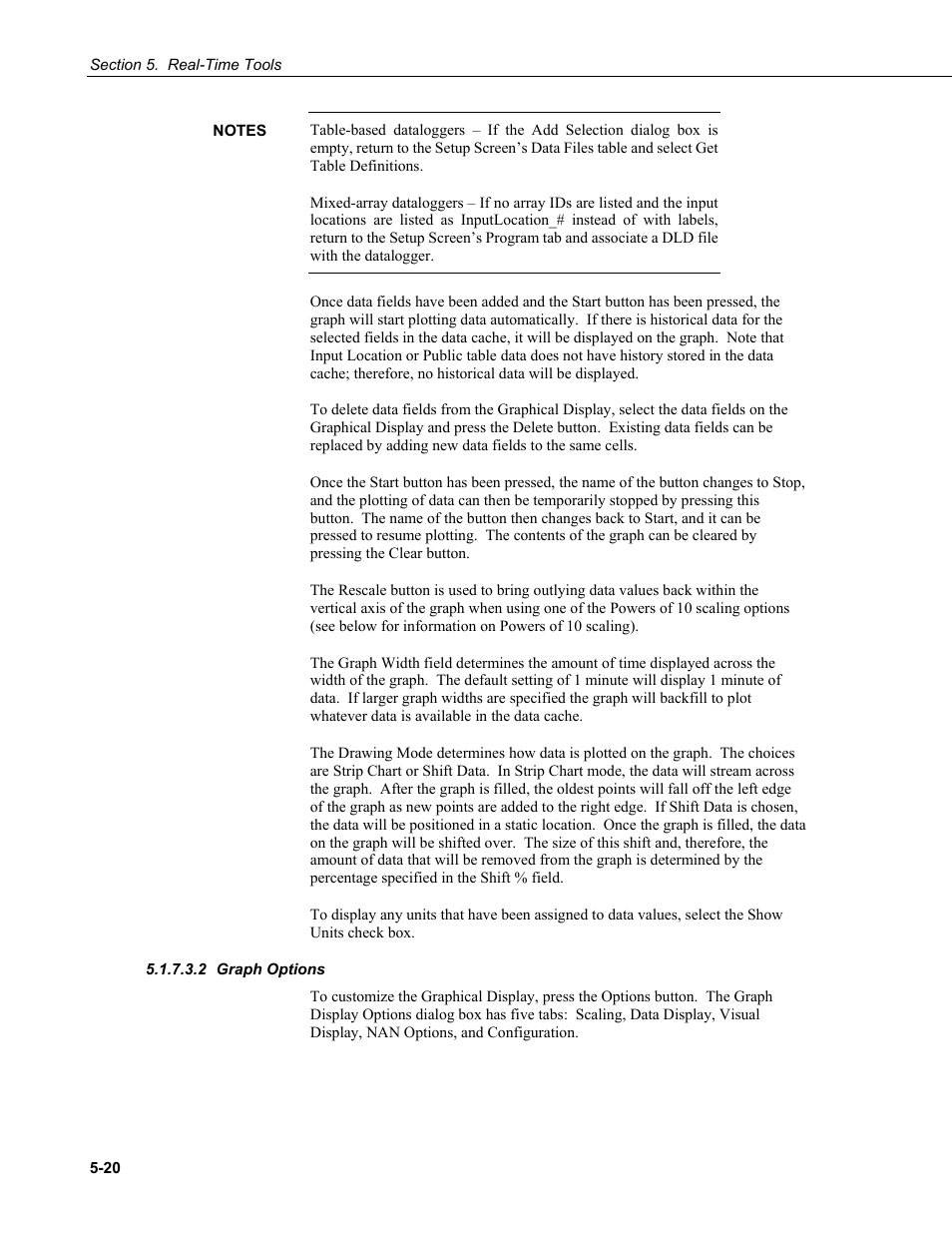 2 graph options, Graph options -20 | Campbell Scientific LoggerNet Datalogger Support Software User Manual | Page 156 / 580