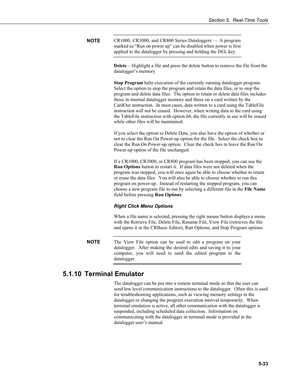 10 terminal emulator, Terminal emulator -33 | Campbell Scientific LoggerNet Datalogger Support Software User Manual | Page 169 / 580