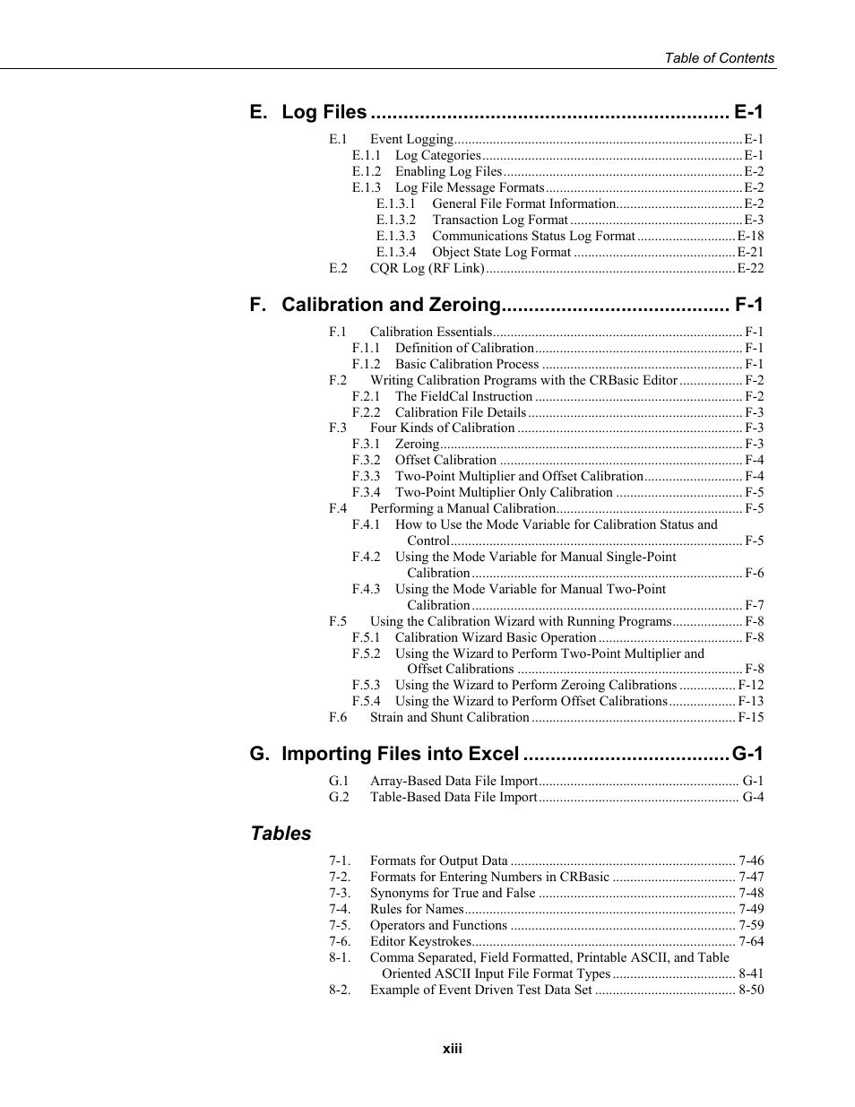 Tables | Campbell Scientific LoggerNet Datalogger Support Software User Manual | Page 17 / 580