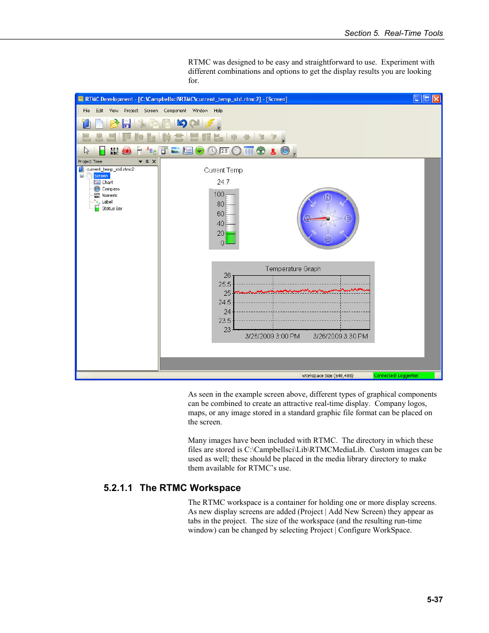 1 the rtmc workspace, The rtmc workspace -37 | Campbell Scientific LoggerNet Datalogger Support Software User Manual | Page 173 / 580