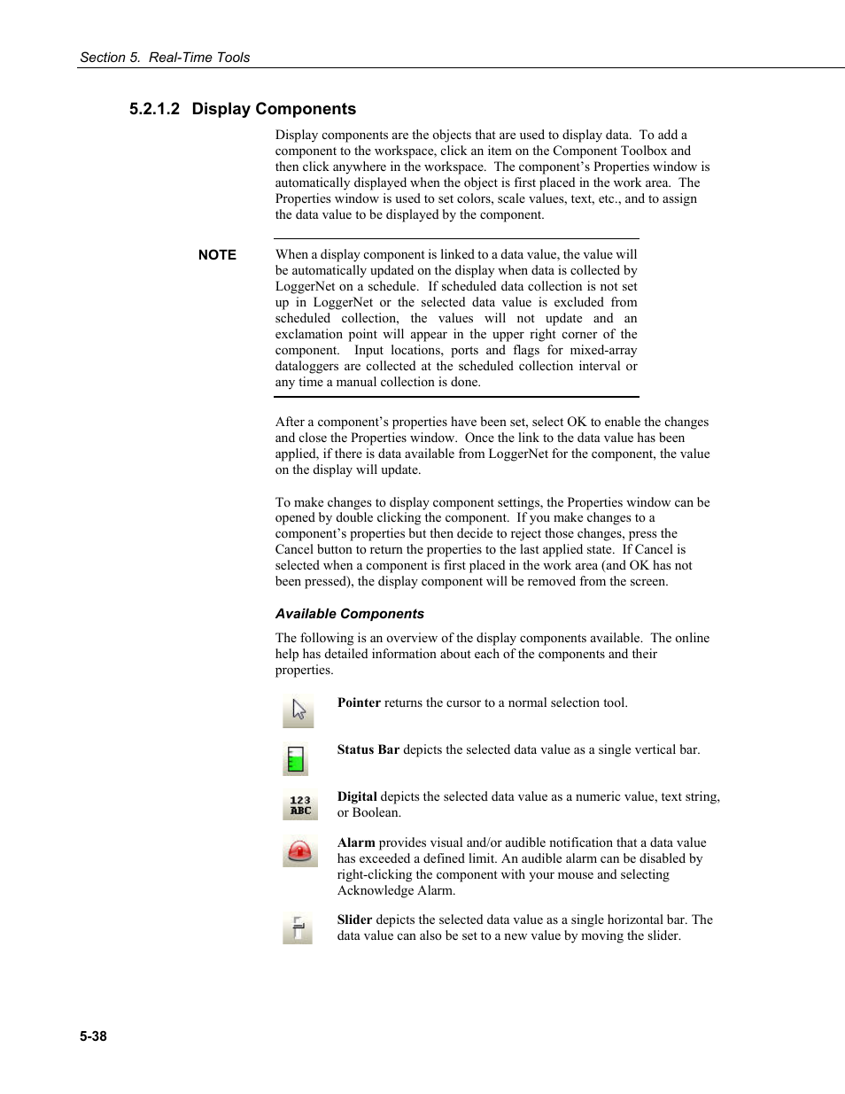 2 display components, Display components -38 | Campbell Scientific LoggerNet Datalogger Support Software User Manual | Page 174 / 580