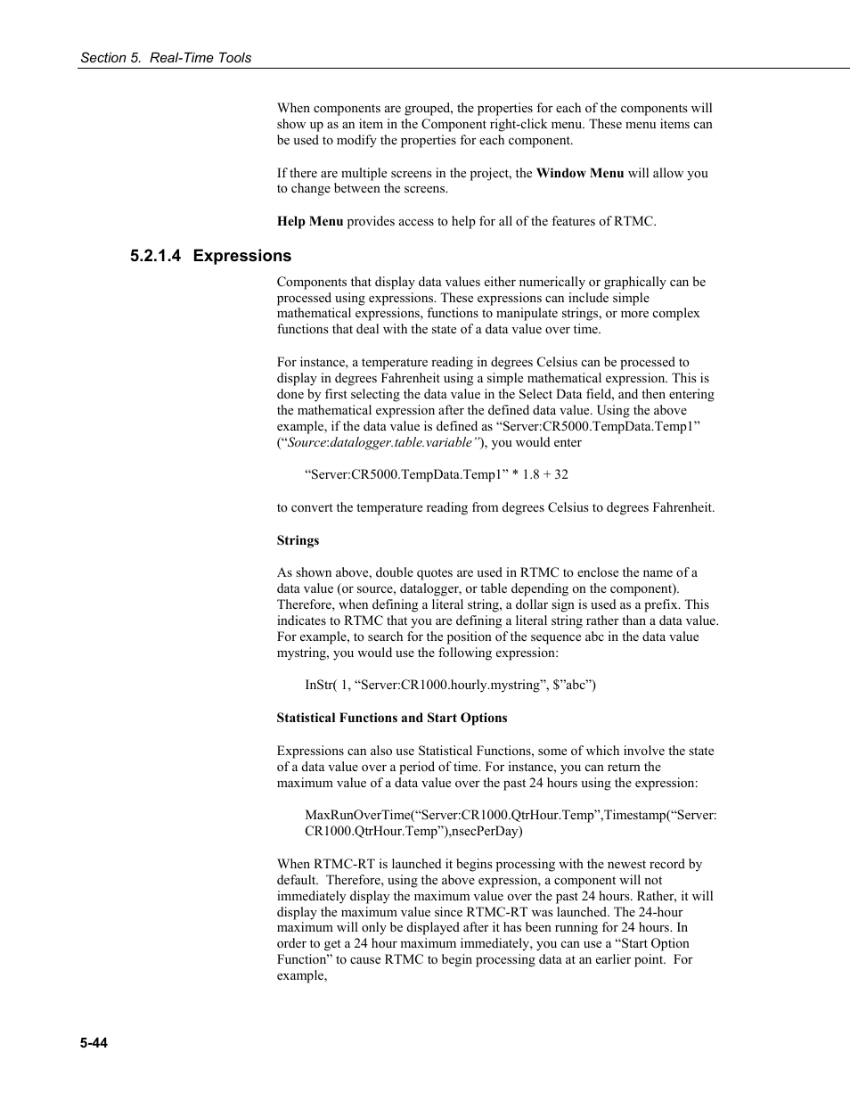 4 expressions, Expressions -44 | Campbell Scientific LoggerNet Datalogger Support Software User Manual | Page 180 / 580