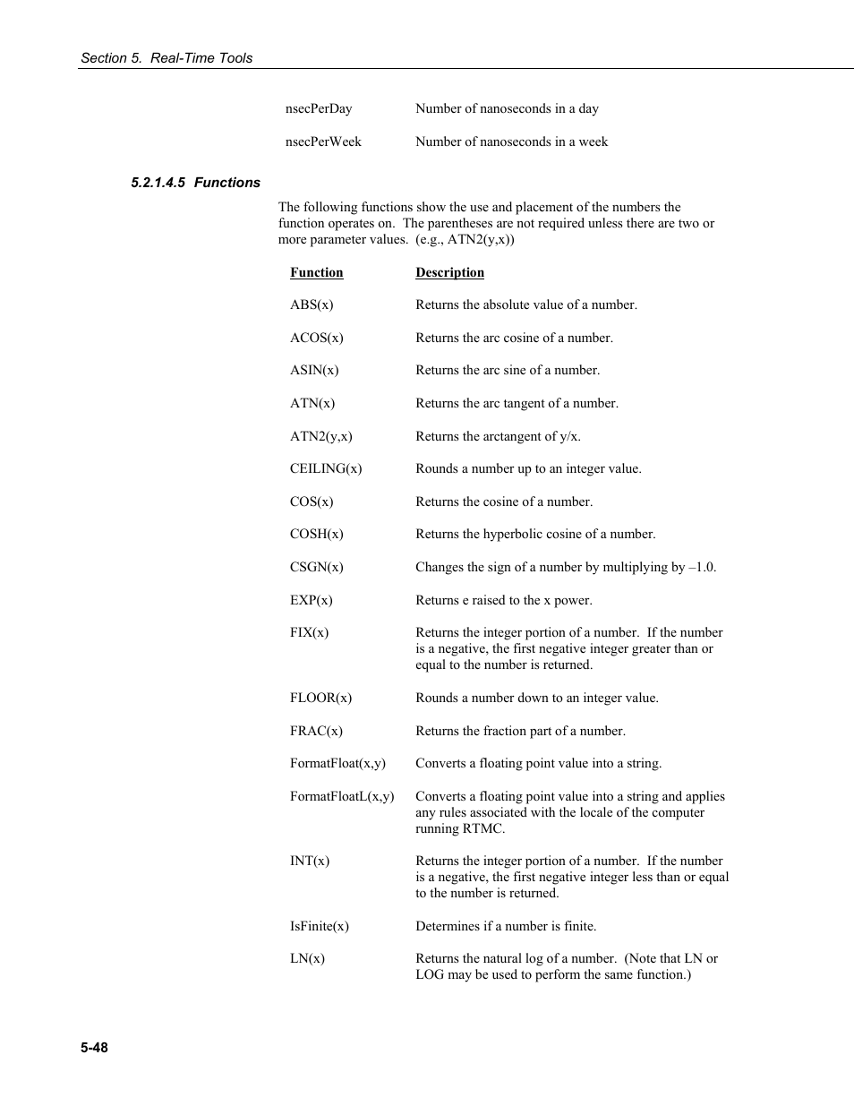 5 functions, Functions -48 | Campbell Scientific LoggerNet Datalogger Support Software User Manual | Page 184 / 580