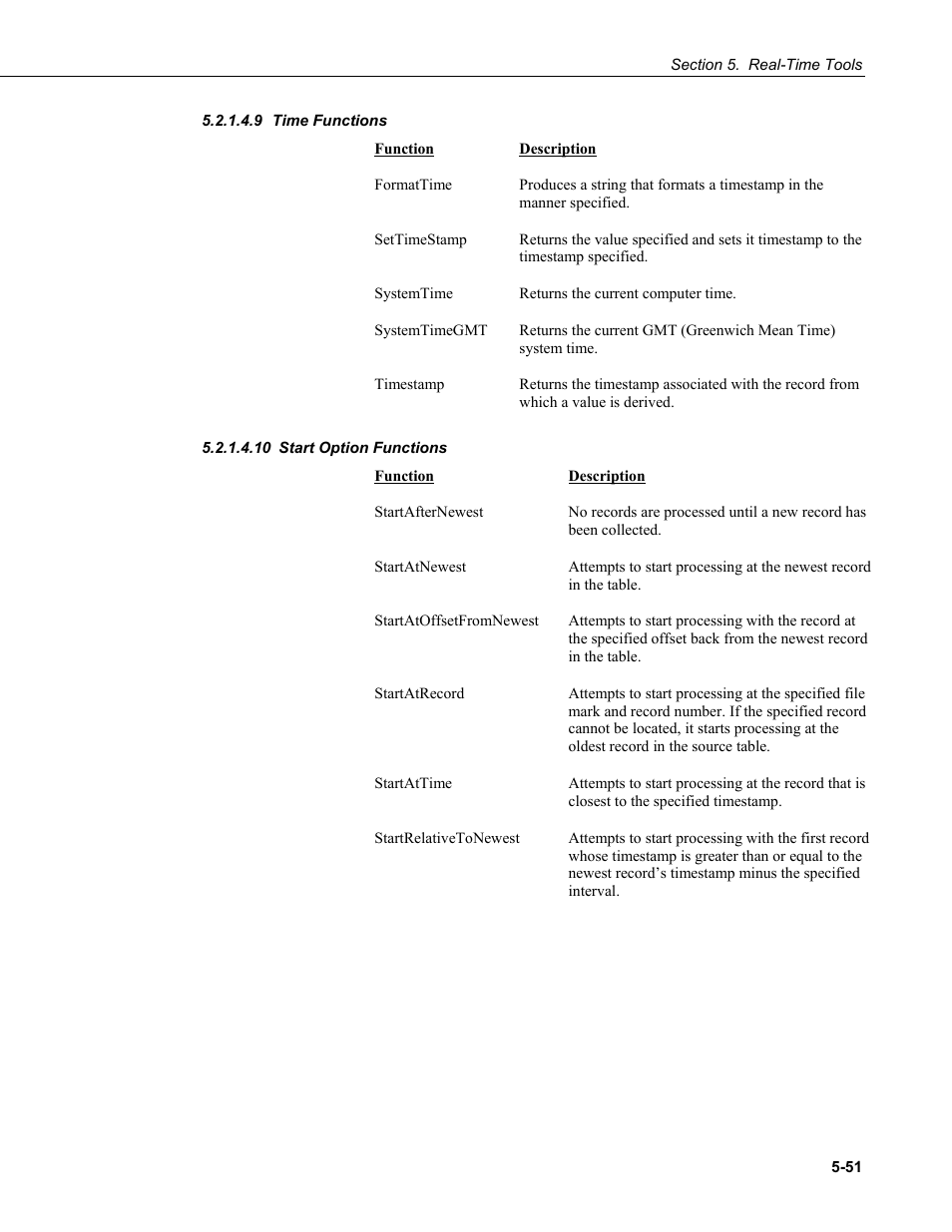 9 time functions, 10 start option functions, Time functions -51 | Start option functions -51 | Campbell Scientific LoggerNet Datalogger Support Software User Manual | Page 187 / 580