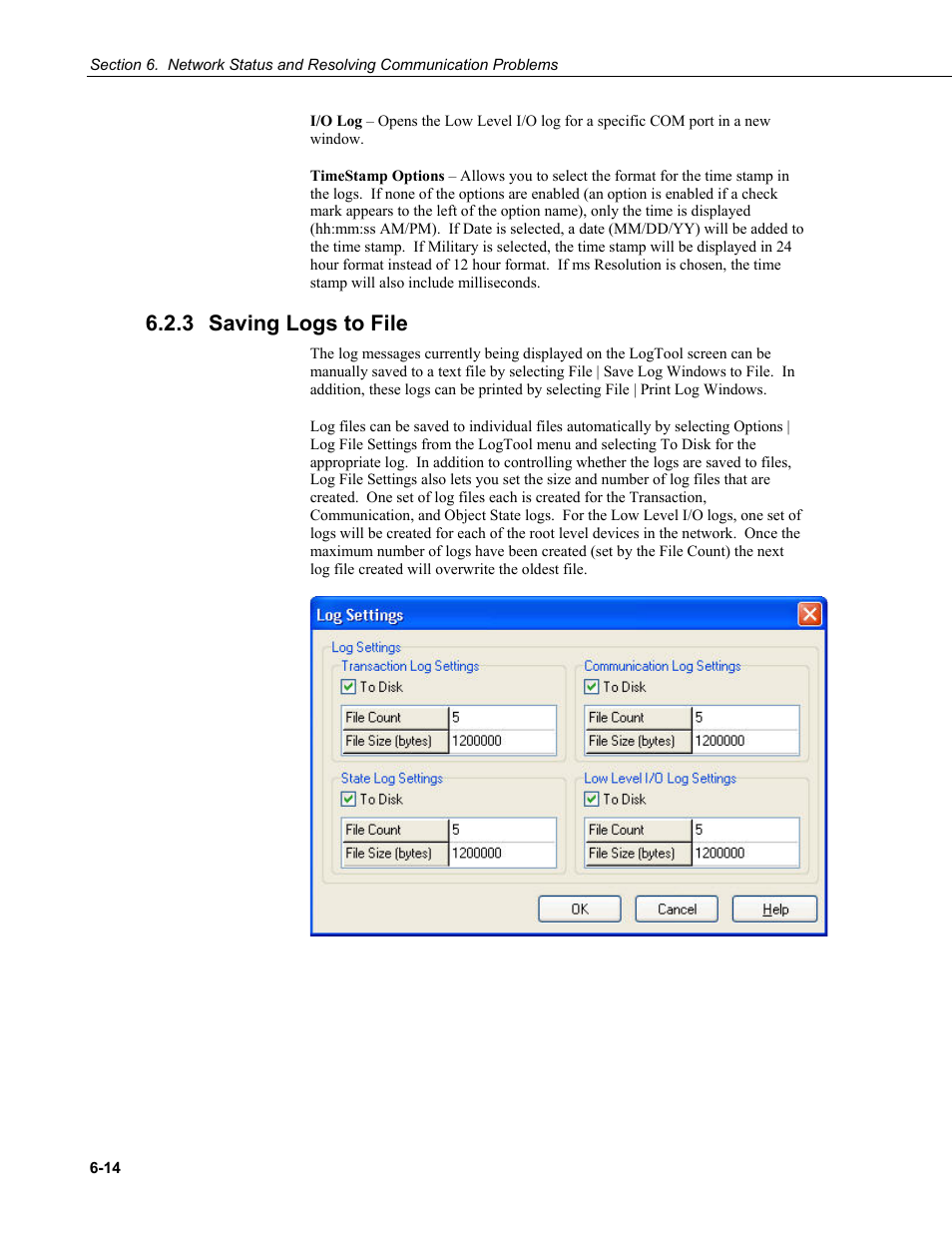 3 saving logs to file, Saving logs to file -14 | Campbell Scientific LoggerNet Datalogger Support Software User Manual | Page 204 / 580