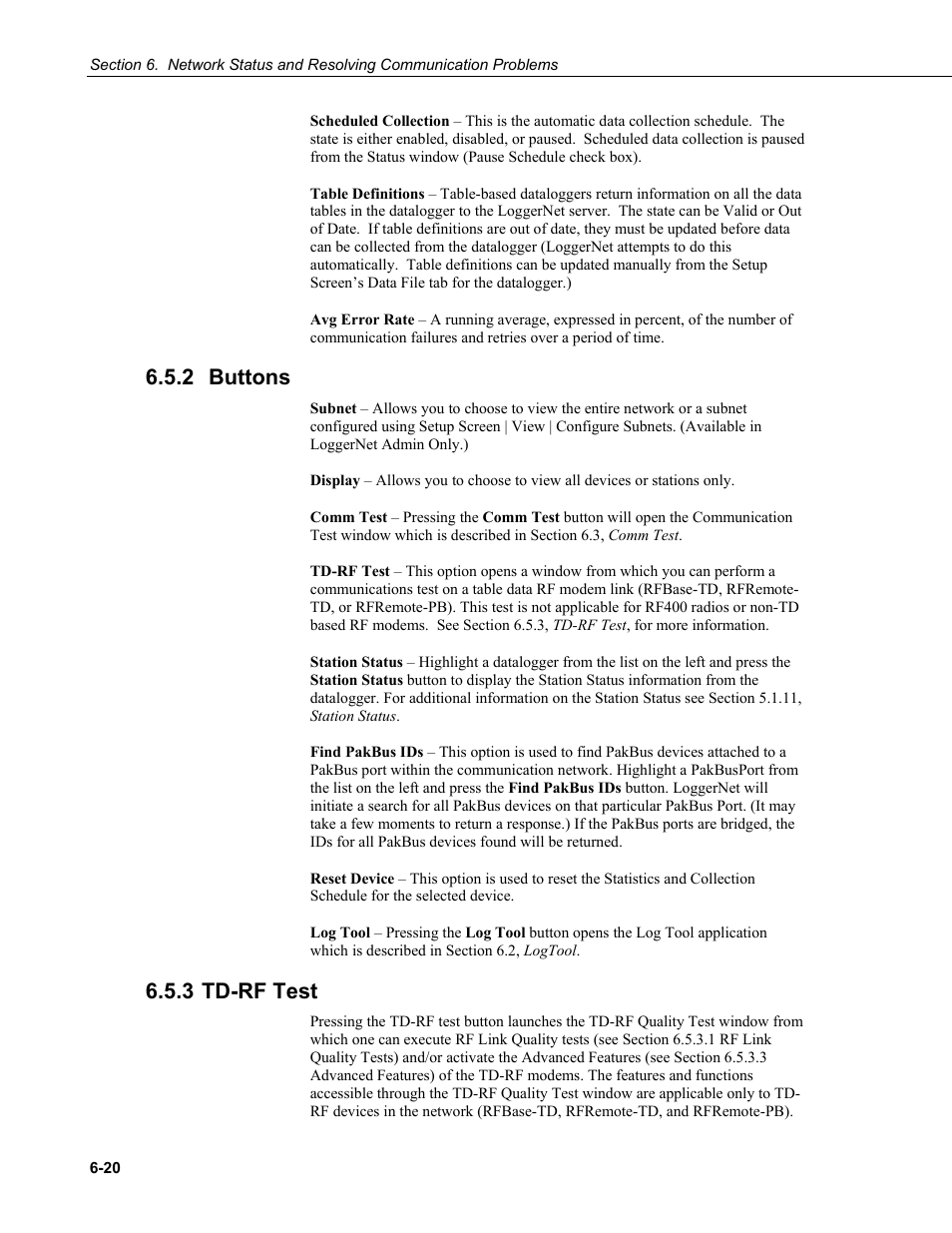 2 buttons, 3 td-rf test, Buttons -20 | Td-rf test -20 | Campbell Scientific LoggerNet Datalogger Support Software User Manual | Page 210 / 580