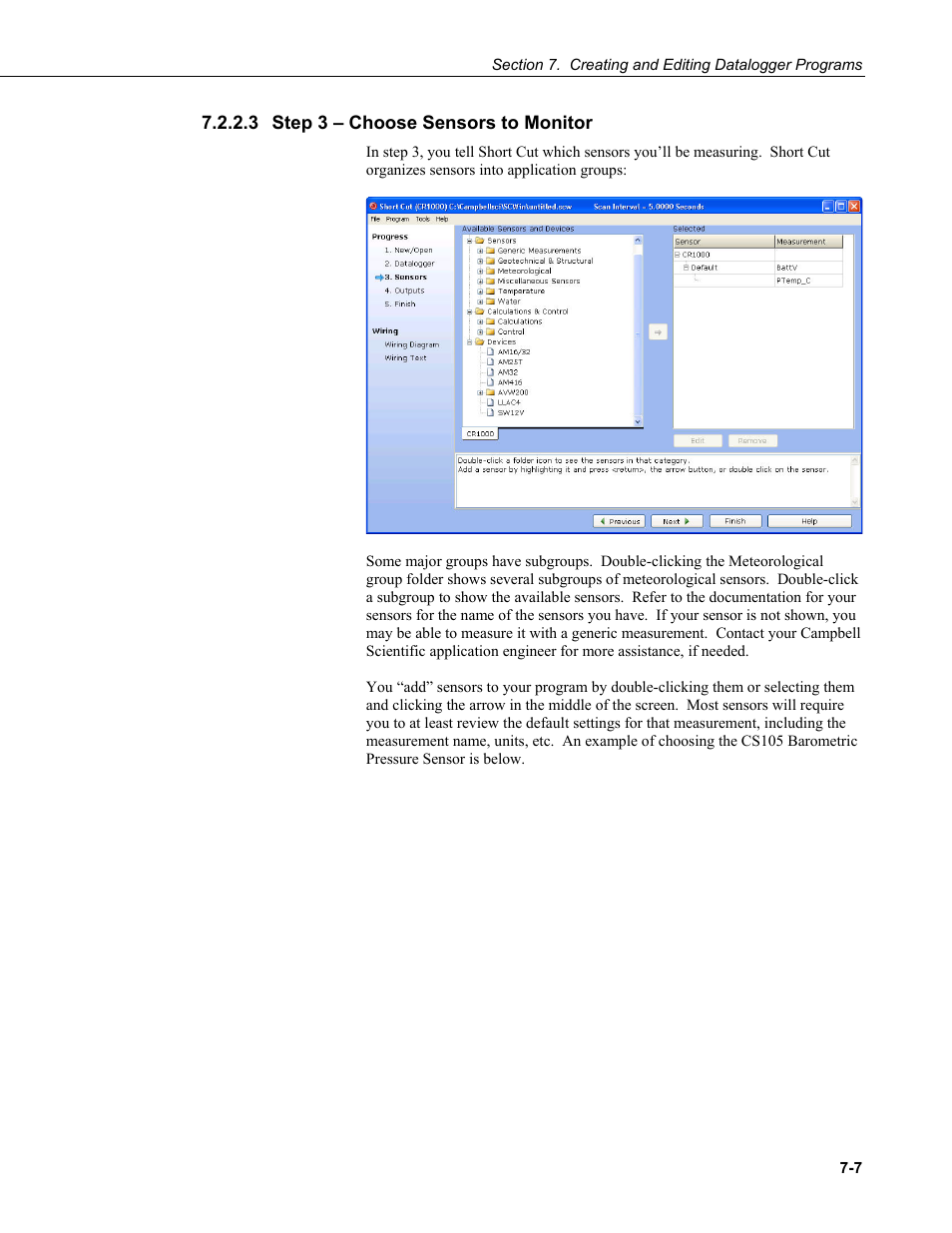 3 step 3 – choose sensors to monitor, Step 3 – choose sensors to monitor -7 | Campbell Scientific LoggerNet Datalogger Support Software User Manual | Page 225 / 580