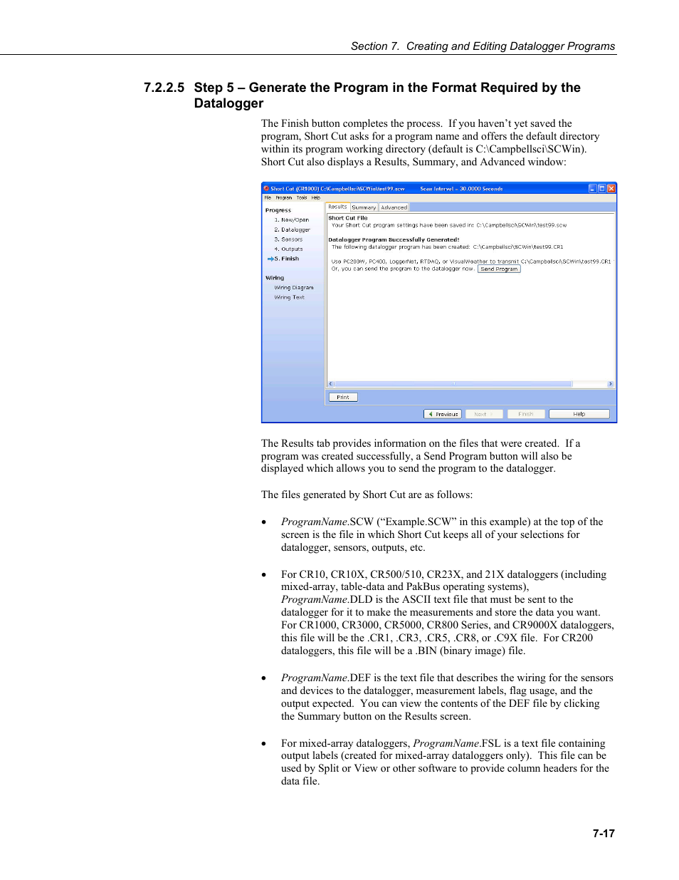 Step 5 – generate the program in the format, Required by the datalogger -17 | Campbell Scientific LoggerNet Datalogger Support Software User Manual | Page 235 / 580