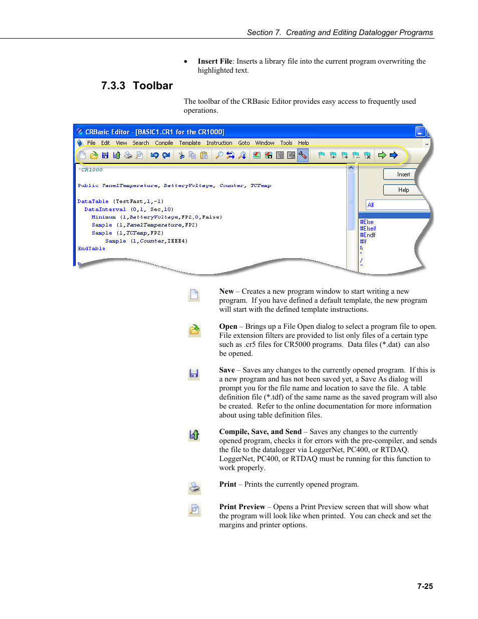 3 toolbar, Toolbar -25 | Campbell Scientific LoggerNet Datalogger Support Software User Manual | Page 243 / 580