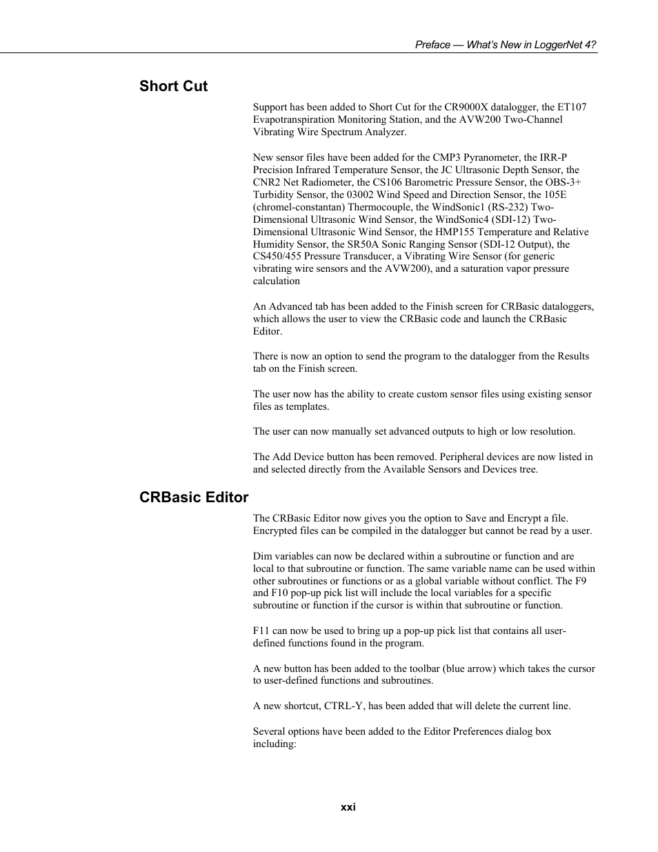 Short cut, Crbasic editor | Campbell Scientific LoggerNet Datalogger Support Software User Manual | Page 25 / 580