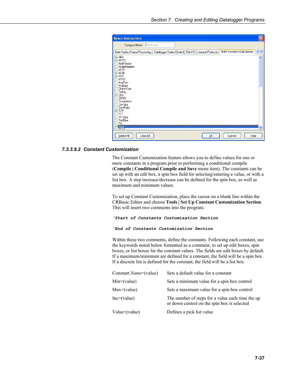 2 constant customization, Constant customization -37 | Campbell Scientific LoggerNet Datalogger Support Software User Manual | Page 255 / 580
