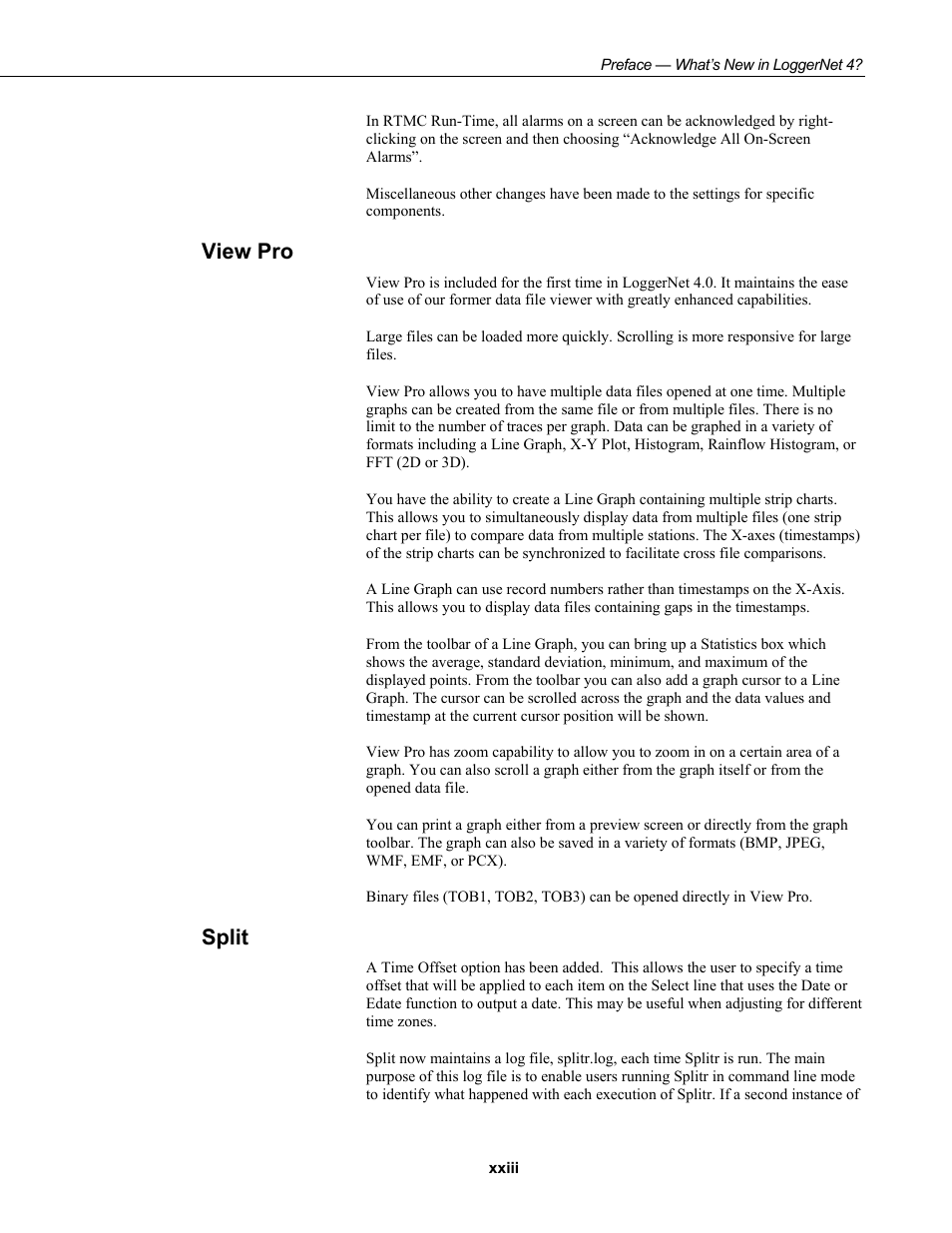 View pro, Split | Campbell Scientific LoggerNet Datalogger Support Software User Manual | Page 27 / 580