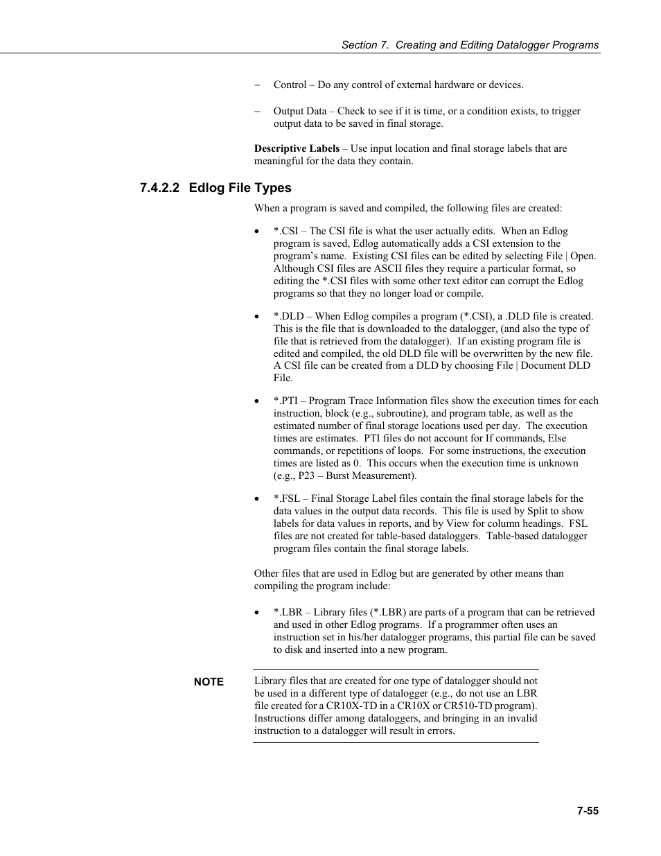 2 edlog file types, Edlog file types -55 | Campbell Scientific LoggerNet Datalogger Support Software User Manual | Page 273 / 580