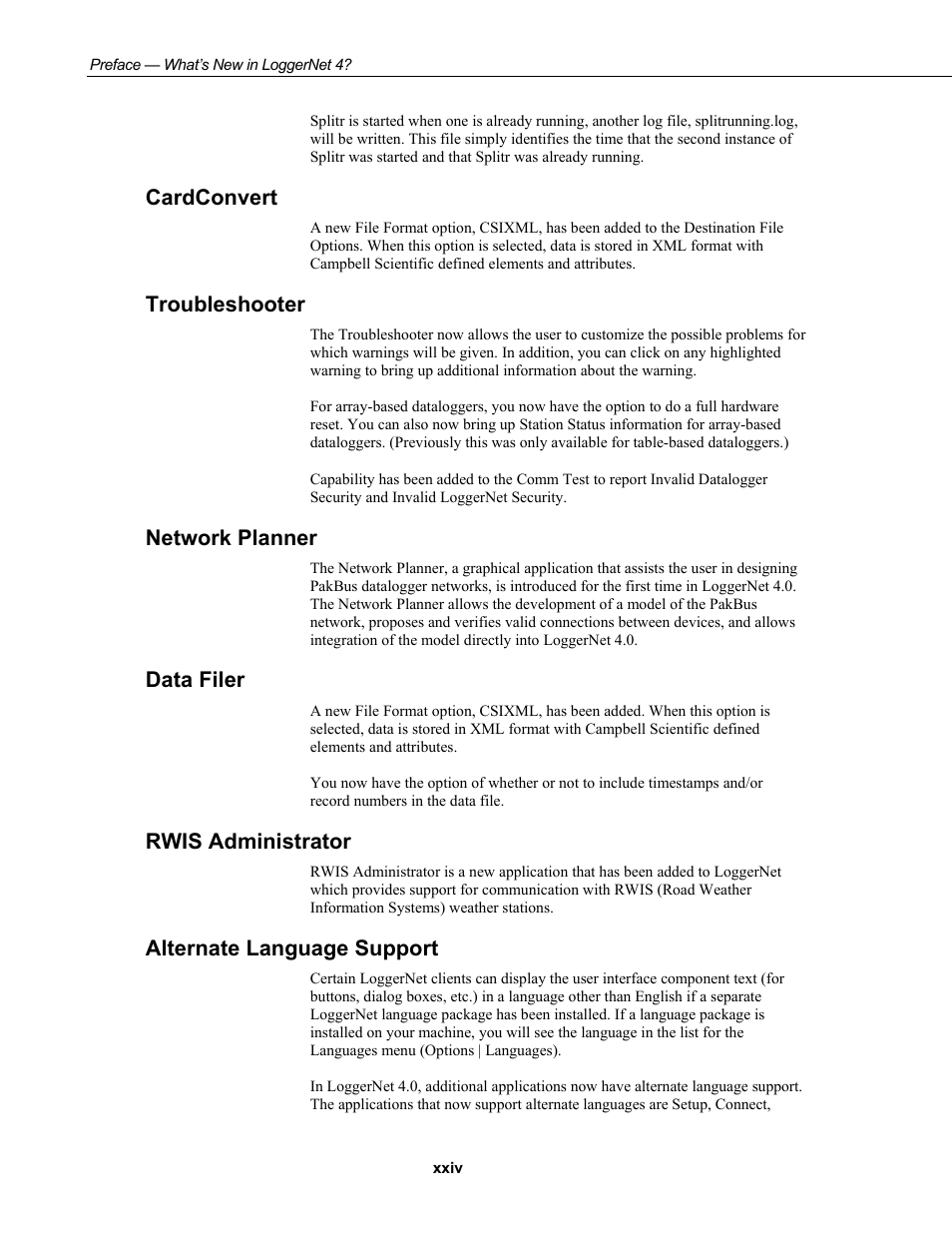 Cardconvert, Troubleshooter, Network planner | Data filer, Rwis administrator, Alternate language support | Campbell Scientific LoggerNet Datalogger Support Software User Manual | Page 28 / 580