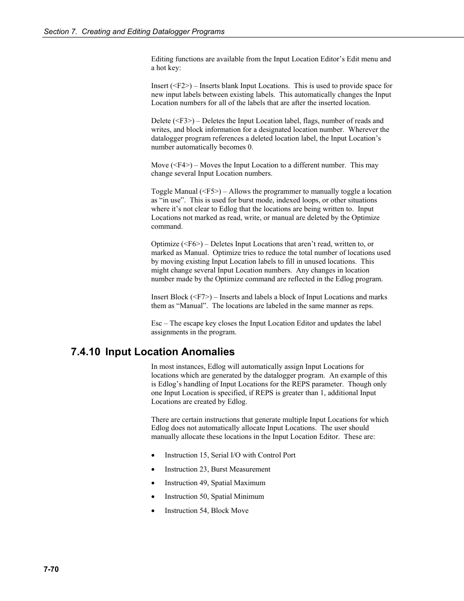 10 input location anomalies, Input location anomalies -70 | Campbell Scientific LoggerNet Datalogger Support Software User Manual | Page 288 / 580