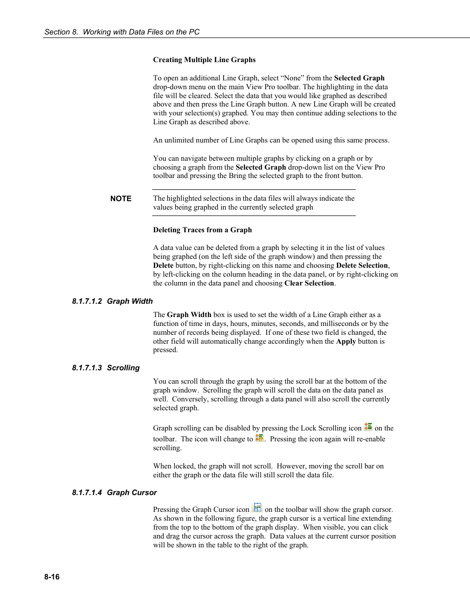 2 graph width, 3 scrolling, 4 graph cursor | Graph width -16, Scrolling -16, Graph cursor -16 | Campbell Scientific LoggerNet Datalogger Support Software User Manual | Page 314 / 580