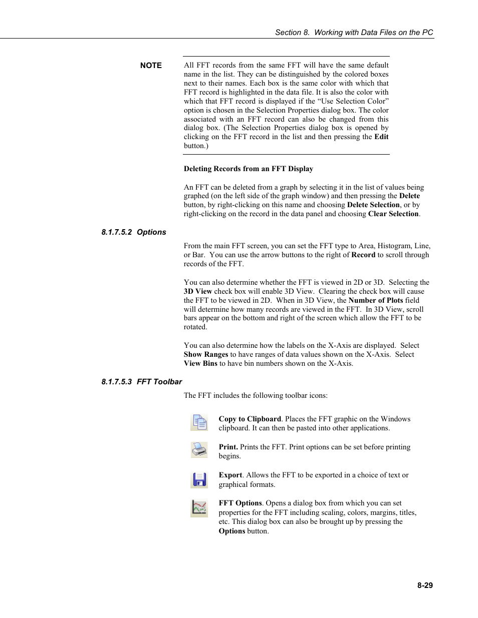 2 options, 3 fft toolbar, Options -29 | Fft toolbar -29 | Campbell Scientific LoggerNet Datalogger Support Software User Manual | Page 327 / 580
