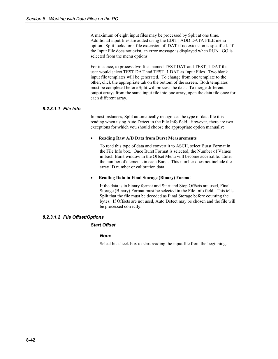 1 file info, 2 file offset/options, File info -42 | File offset/options -42 | Campbell Scientific LoggerNet Datalogger Support Software User Manual | Page 340 / 580
