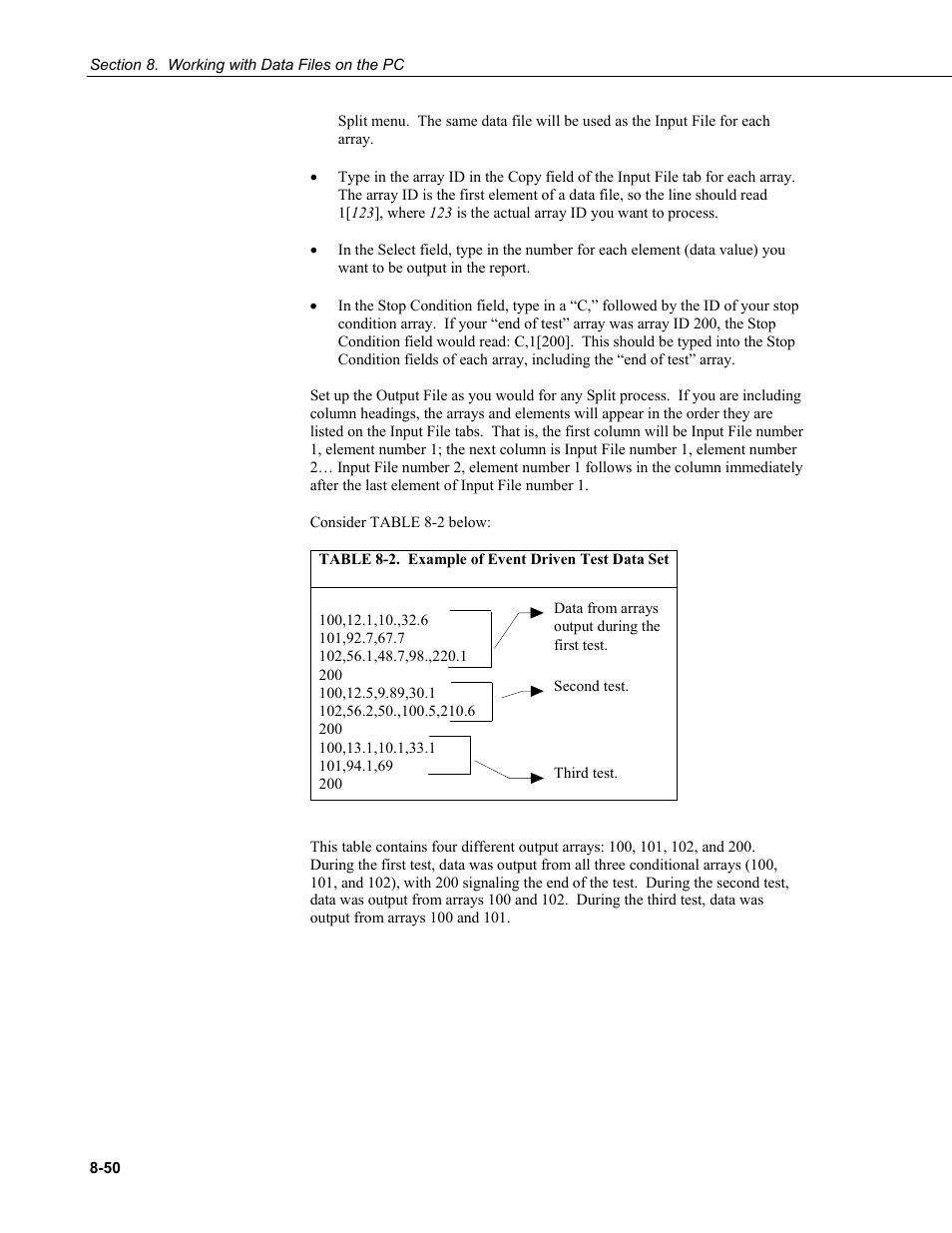 2. example of event driven test data set -50 | Campbell Scientific LoggerNet Datalogger Support Software User Manual | Page 348 / 580