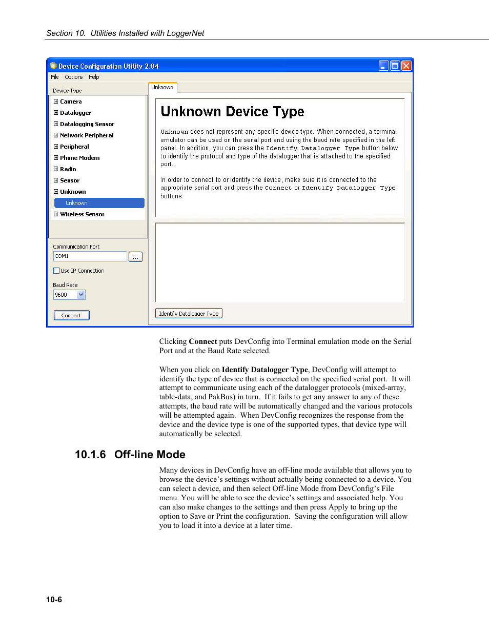 6 off-line mode, Off-line mode -6 | Campbell Scientific LoggerNet Datalogger Support Software User Manual | Page 412 / 580