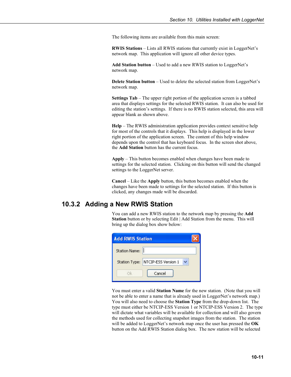 2 adding a new rwis station, Adding a new rwis station -11 | Campbell Scientific LoggerNet Datalogger Support Software User Manual | Page 417 / 580