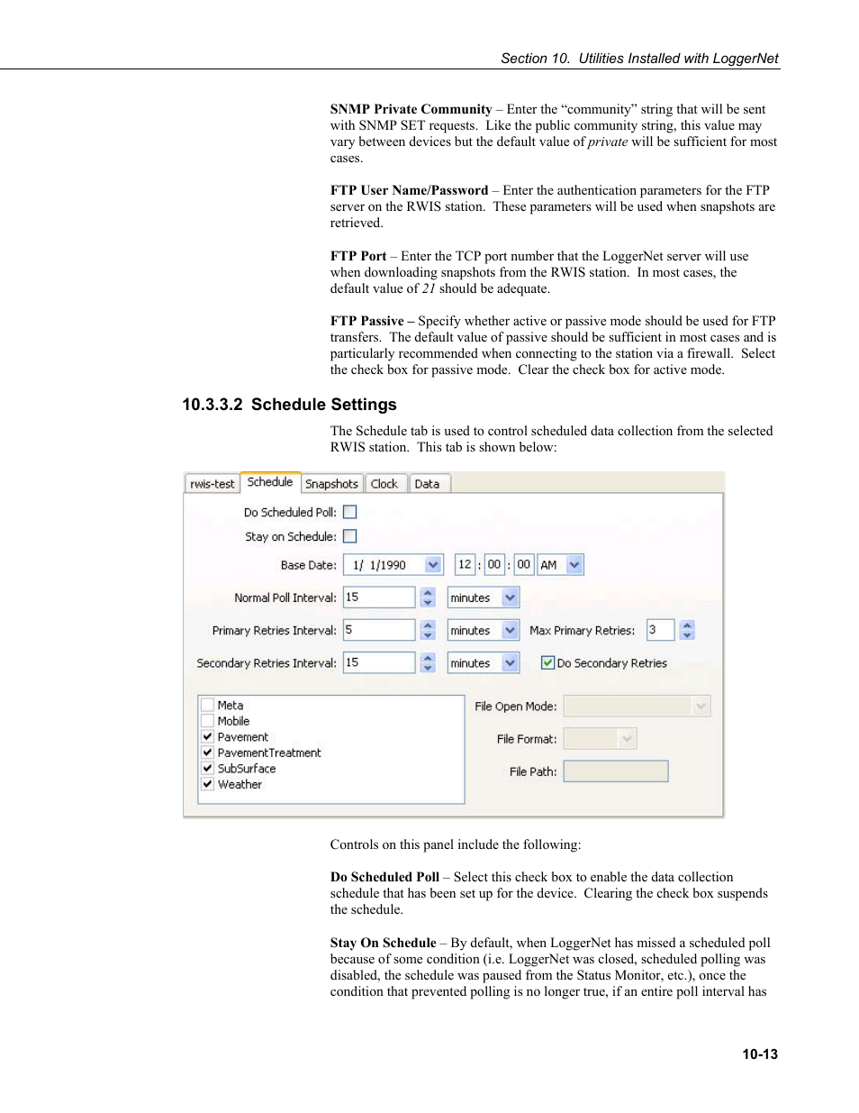 2 schedule settings, Schedule settings -13 | Campbell Scientific LoggerNet Datalogger Support Software User Manual | Page 419 / 580