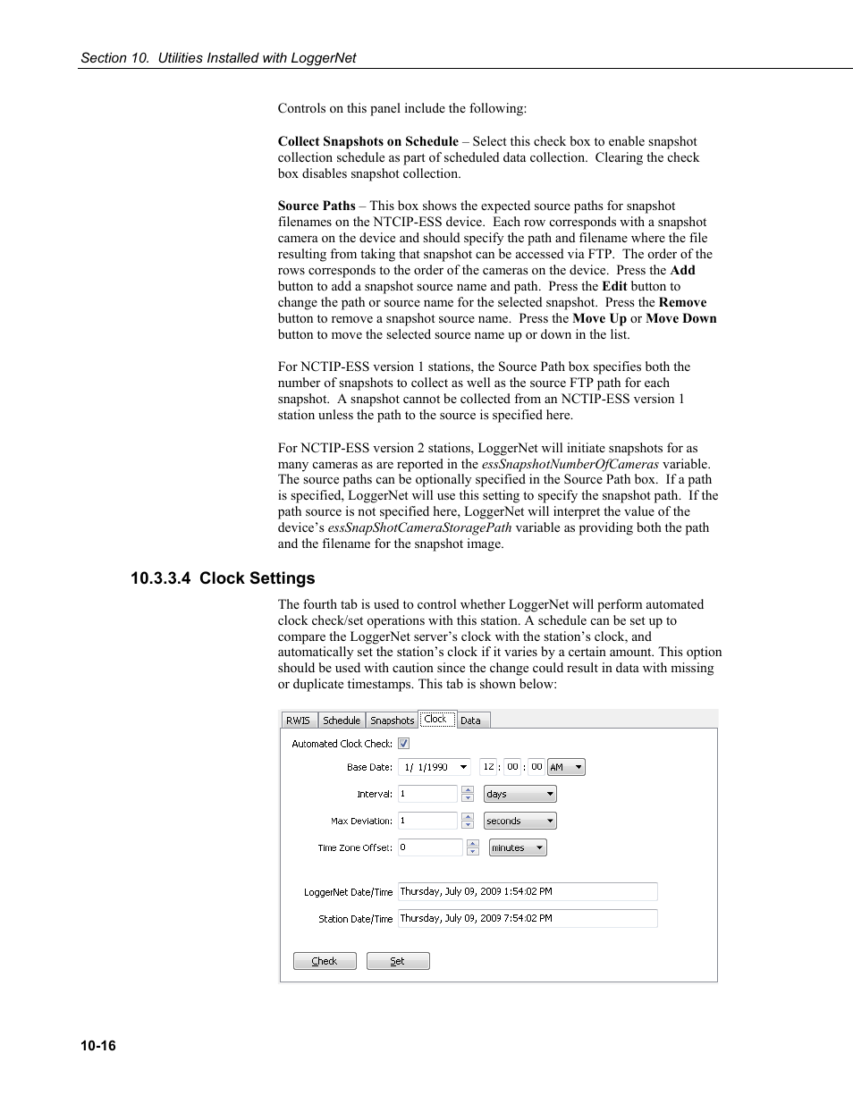 4 clock settings, Clock settings -16 | Campbell Scientific LoggerNet Datalogger Support Software User Manual | Page 422 / 580